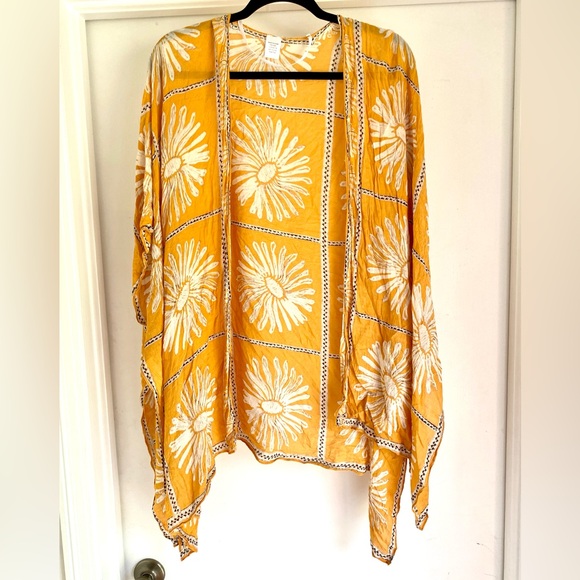 Floral Sunflower / Daisy Duster Cardigan Golden Yellow - Picture 1 of 4